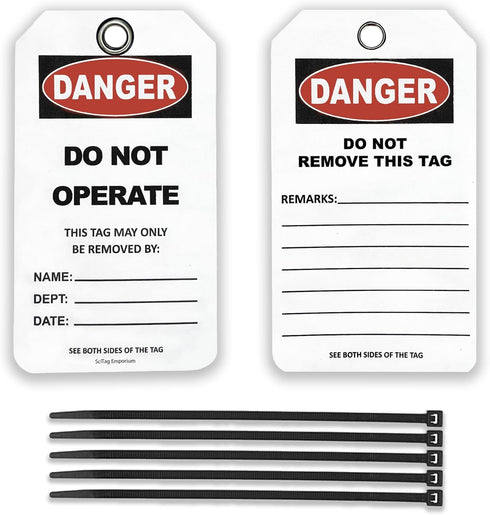 40 Lockout Tagout Tags, with 40 Zip Ties, Anti Static, Do Not Operate Tags, OSHA Compliant, Lockout Tags, Loto Tags, Tear Resistant & Weatherproof...