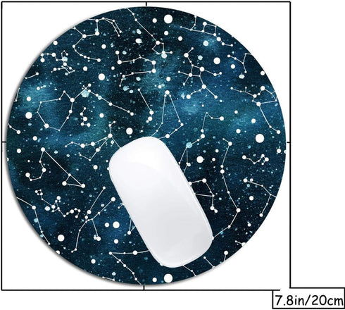 Cool Blue Galaxy Night Sky Pattern Mouse Pad Round Non-Slip Rubber Mousepad Laptop Office Computer Decor Cute Desk Accessories Customized Design M...