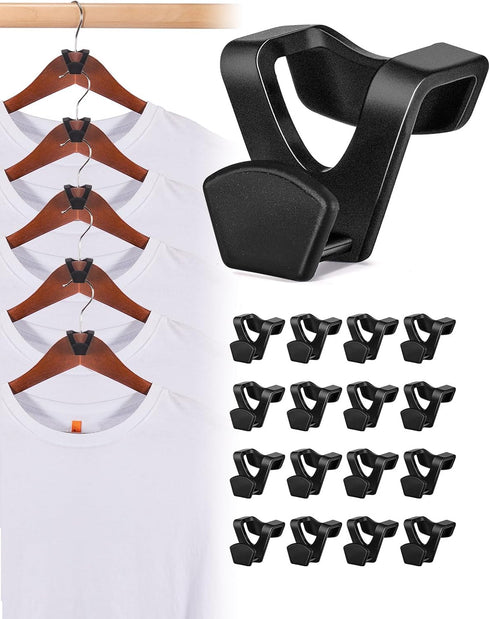 HOUSE DAY Space Saving Hanger Hooks 60 Pack, Black Clothes Hanger Connector Hooks, Heavy Duty Hanger Hooks Space Saver, Premium College Dorm Room ...