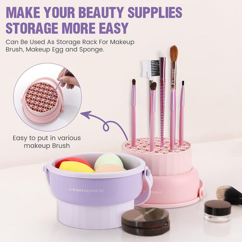 Makeup Brush Cleaner Mat 3 in 1 Silicone Makeup Brush Cleaner Bowl Cosmetic Brushes Cleaning Tool Organizer for Storage & Air Dry?Khkai)...