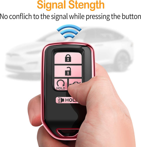 Sindeda for Honda key fob cover with leather keychain,Soft TPU Full key Shell Protection,key fob case compatible Honda Accord Civic CRV Pilot Odys...