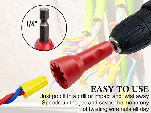 Wire Twister Tool for Drill, Electrical Wire Twister tool,1PCS Red - Fast Wire Twisting Tool,Wiring Tools,Connector Driver With 1/4 In Chuck,Enhan...