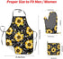 Sunflower Bees Oven Mitts and Pot Holders with Apron Set of 5 Silicone Sunflowers Kitchen Mitten Gloves and Non-Slip Potholders Cooking Apron Set ...