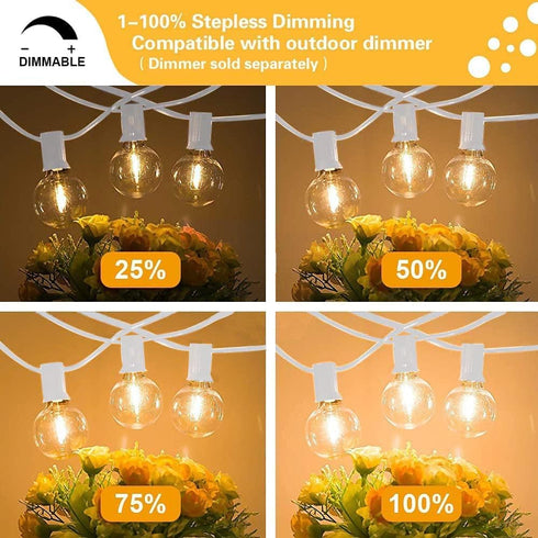 SUNTHIN Outdoor White String Lights, 27FT White Patio Lights with 14 G40 Shatterproof LED Bulbs(1 Spare), Waterproof Hanging Outside Lights for Ya...
