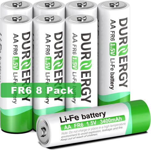 AA Batteries 8 Pack, 1.5V Double A Battery FR6, Longest-Lasting Lithium AA Size Batteries...
