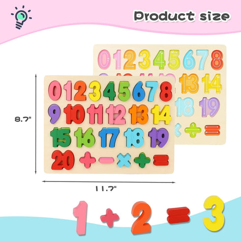 LovesTown Wooden Puzzles for Kids, Number Shape Puzzles Preschool Educational Toys Montessori Toddler Puzzles for Boys Girls...