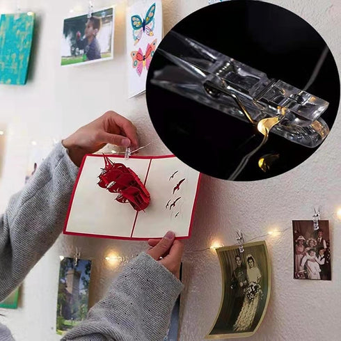 30 Pieces Hanging Wall Clips with Sticky Strips, 1.4*0.3IN Plastic Hanging Clips for Pictures Poster Photo Halloween Christmas Decorations (Clear?...