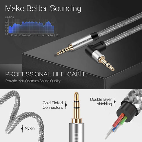 3.5mm Audio Cable 4 ft AUX Cord Male to Male AUX Headphone Cable aux Cable Stereo Aux Jack to Jack Cable 90 Degree Right Angle Auxiliary Cord......