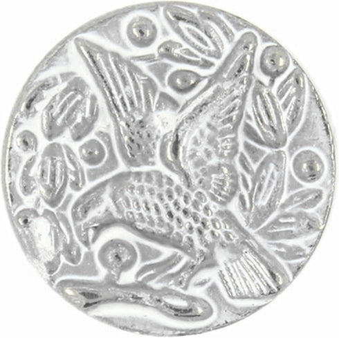 Bezelry 12 Pieces Bird in Flowers Metal Shank Buttons. 16mm (5/8 inch) (Silver White)...