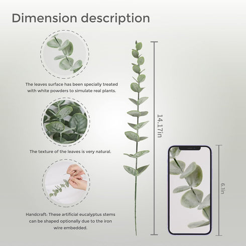 36pcs Artificial Eucalyptus Leaves Stems Real Grey Green Touch Leaf Branches for Home Office Flowers Bouquet Centerpiece Wedding Decoration...