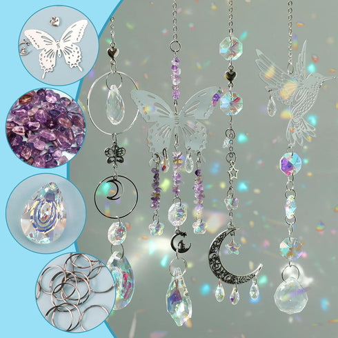 HYBEADS DIY Suncatchers, 400pcs Sun Catchers Making Supplies Kit Art and Crafts for Adults Hanging Prism Sun Catcher with Crystals Rainbow Maker f...