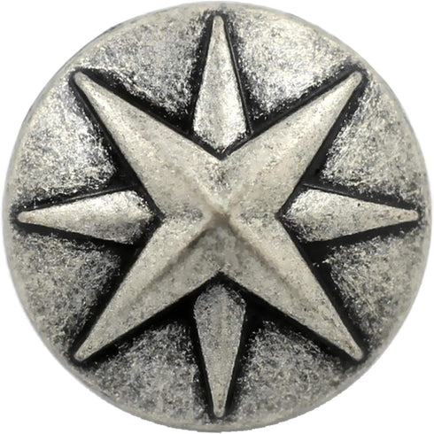 Bezelry 10 Pieces Asterisk Metal Shank Buttons. 20mm (3/4 inch) (Antique Silver)...