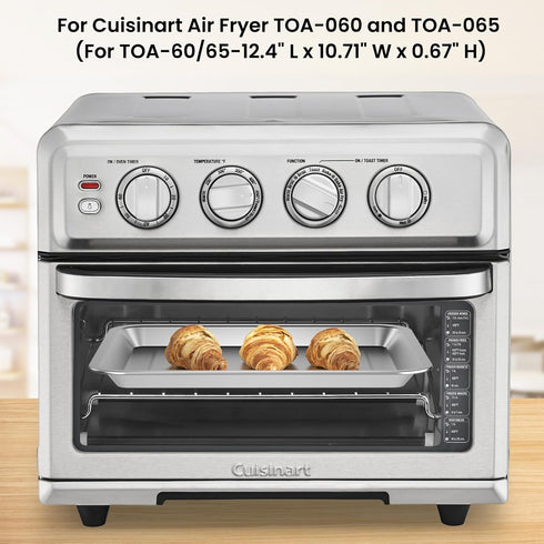 2 PCS Stainless Steel Baking Tray Pan Compatible with Cuisinart Toaster Oven Tray,Suitable for Cuisinart Air Fryer TOA-060 and TOA-065, Cookie & B...