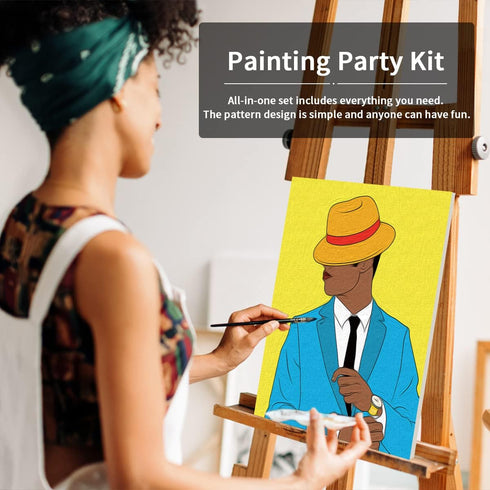 VOCHIC Canvas Painting Kit Pre Drawn Canvas for Painting for Adults Party Kits Paint and Sip Party Supplies 8x10 Canvas to Paint Afro King 8 Acryl...
