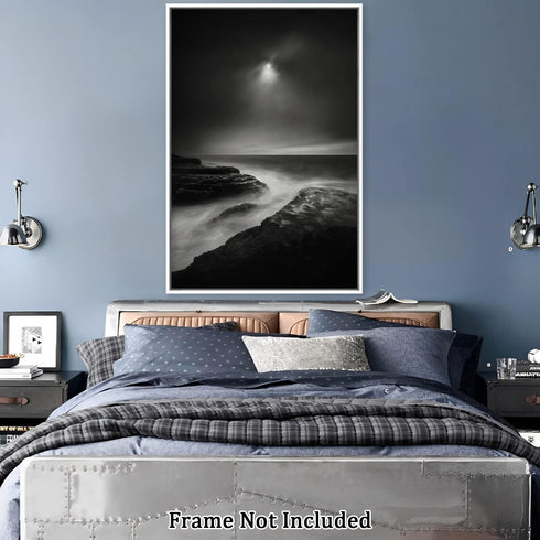Black And White River And Rock Landscape Canvas Painting Modern Abstract Wall Art Scenery Posters and Prints Wall Decor Unframe Wall Artwork Home ...