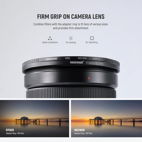 Neewer 9 Pieces Lens Filter Rings Set, Made of Anodized Aluminum, Includes: 37-49mm, 49-52mm, 52-55mm, 55-58mm, 58-62mm, 62-67mm, 67-67mm, 8-2.8 3...