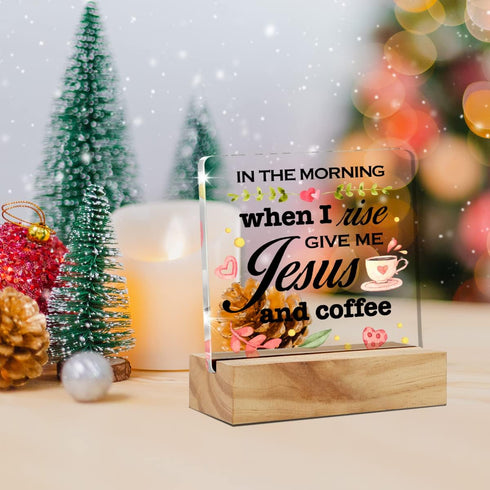 in the Morning When I Rise Give Me Jesus and Coffee Desk Decor Acrylic Desk Sign Kitchen Coffee Bar Acrylic Plaque Home Office Desk Shelf Decorati...