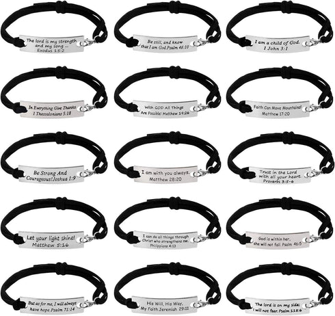 AleapDoll 15 Pieces Christian Bracelets Christian Easter Gifts Religious Gifts Religious Bible Verse God Bracelets for Women Men Teens...