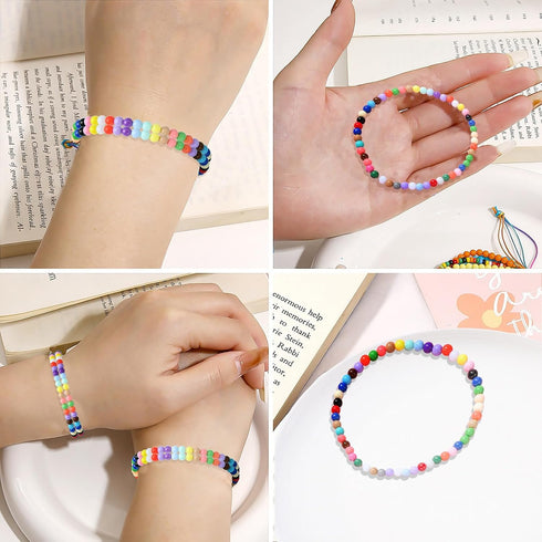 KitBeads 5600pcs 28 Colors Acrylic Seed Beads Kit Opaque Round Pony Beads 4mm Small Loose Spacer Beads for Jewelry Making Bulk...