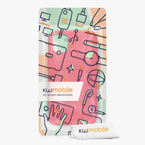 kwmobile Case Compatible with Apple iPhone 11 Case - TPU Phone Cover with Credit Card Holder - Neon Pink......