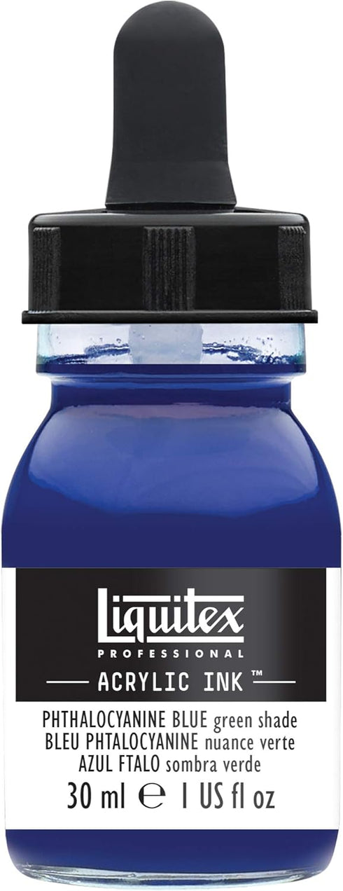 Liquitex Professional Acrylic Ink, 1-oz (30ml) Jar, Phthalocyanine Blue Green Shade...