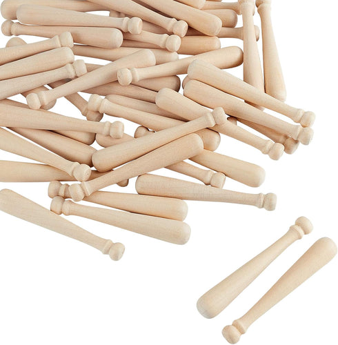 OLYCRAFT 60pcs Unfinished Mini Wooden Baseball Bats 3 Inch Half Drilled Natural Wood Baseball Bat Unpainted Baseball Bat Beads for Keychain Access...
