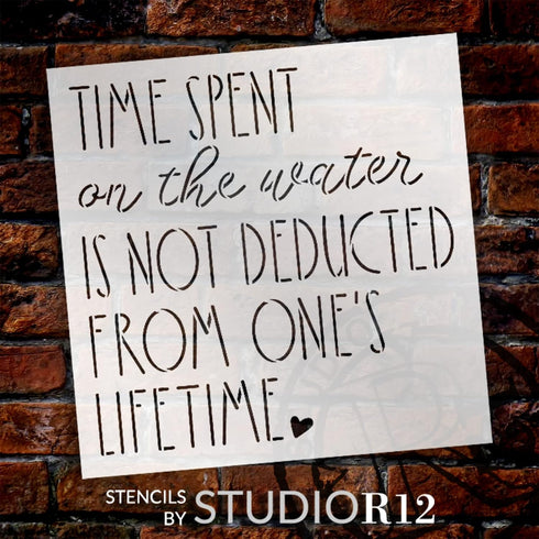 Time Spent on The Water Stencil by StudioR12 | Craft DIY Summer Home Decor | Paint Wood Sign | Reusable Mylar Template | Select Size (12 inches x ...