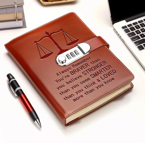 Lawyer Gifts Leather Combination Lock Notebook Always Remember You’re Braver Than You Believe Leather Locked Journal Notebook Law School Graduatio...