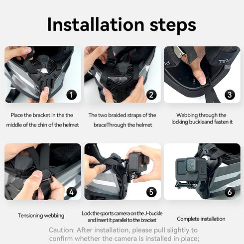 Helmet Mount for GoPro, Motorcycle Chin Strap Attachment with Extension J Hook Dirt Bike Holder Mounting Accessories for Go Pro Max Hero 12 11 10 ...