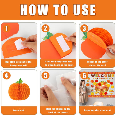79Pcs Fall Bulletin Board Decoration Set Pumpkin Basket Cut-Outs Welcome to Our Patch Honeycomb Balls Border Trims for Autumn Thanksgiving Party D...