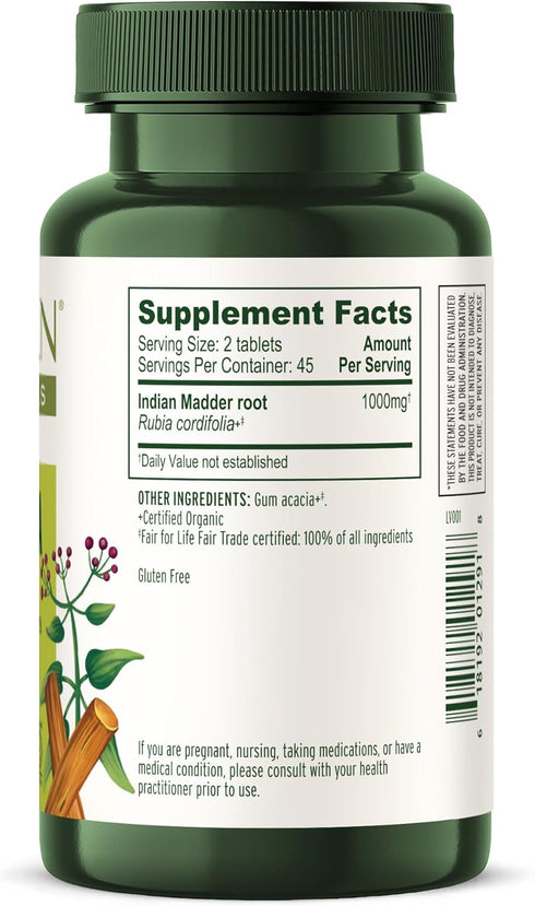 Banyan Botanicals Manjistha Tablets – Organic Skin Supplement – Natural Blood Cleanse & Healthy Lymphatic System Support* – 90 Tablets – Non-GMO S...