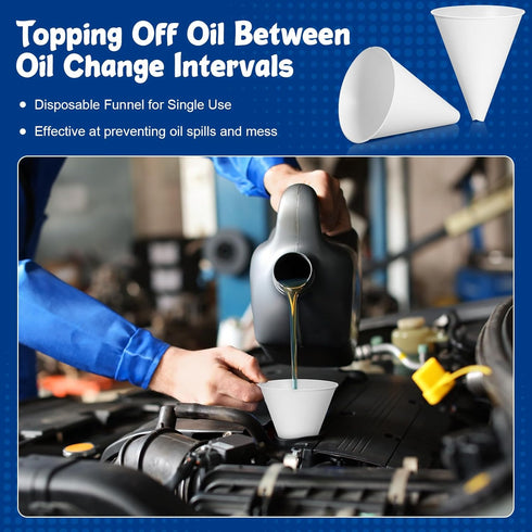 50 Pcs Paper Funnels for Motor Oil 6 oz Disposable Engine Oil Funnel Car Oil Funnels Paper Cone Funnel for Gas, Car Oil Change Fluid Automotive Us...