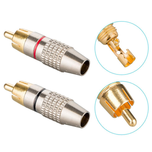 EEEKit 20Pack RCA Male Plug Solder, Gold Audio Video Adapter Connector for Speaker Wire Wall Plate Home Theater Audio Video Receiver Amplifiers an...