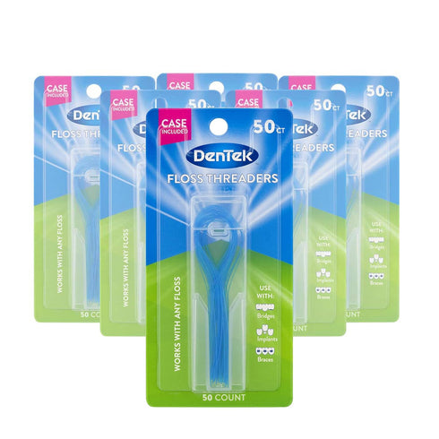 DenTek Floss Threaders | For Braces, Bridges, and Implants | 50 Count (Pack of 6)...