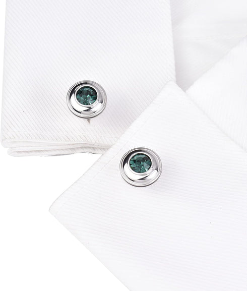 Mens classic cufflinks business wedding shirts gifts (Peacock green)...