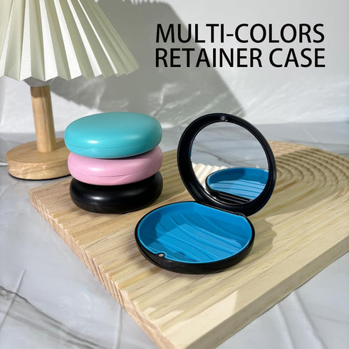 2 Pack Aligner Case with Mirror,Convenient Retainer Case for Invisalign Aligners, Night Guards, and Mouth Guards(1PC Pink Purple+1PC Purple Green)...