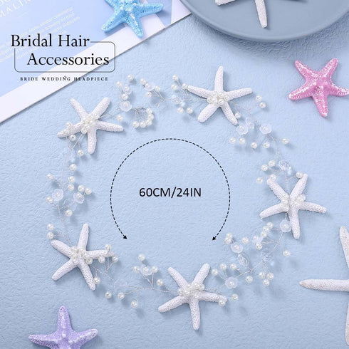 Unicra Starfish Bride Wedding Hair Vine Pearl Bridal Headband Headpiece Beach Wedding Hair Accessories for Women and Girls (A Silver)...