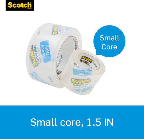 Scotch Heavy Duty Shipping and Moving Packing Tape, Clear, Packing and Moving Supplies, 1.88 in. x 22.2 yd., 3 Tape Rolls with Dispensers...