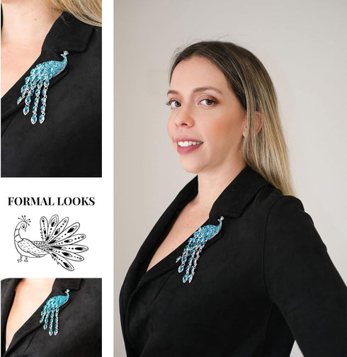 Rhinestone Peacock Brooch Pin, Alloy Steel, no gemstone...