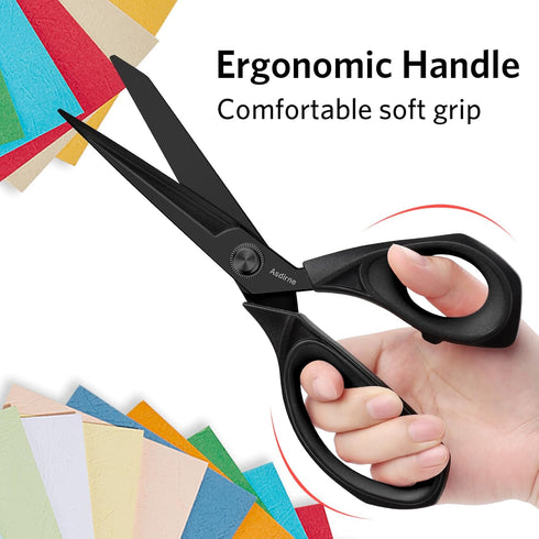 Black Titanium Fabric Scissors, Dressmaking Scissors with Heavy Duty Multi-Purpose Titanium Coated Blades and Comfortable Soft Grip Handles, Black...
