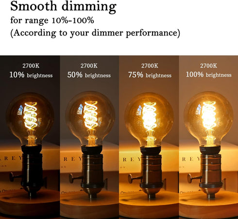 G25(G80) LED Globe Vintage Edison Bulbs, Antique Flexible Spiral LED Filament Light Bulb, 6W Equivalent to 60W, 600LM, Warm White 2500K, E26 Base,...