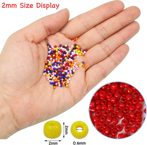 Bala&Fillic 12/0 Glass Seed Beads About 10000pcs in Box Size 2mm Opaque Red Color Seed Beads for Jewelry Making (Red-2mm)...