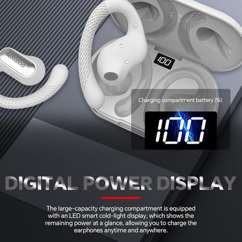 Padmate Open Ear Wireless Stereo Earbuds Bluetooth 5.3 Headphones Over 72hrs Playtime Charging Case, LED Power Display Over Ear Earhook, Noise Can...