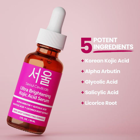 SeoulCeuticals Korean Skin Care Kojic Acid Serum Alpha Arbutin Serum – Dark Spot Remover Corrector Glycolic Acid Serum + Salicylic Acid K Beauty 1...