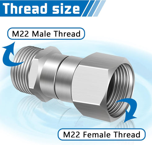 Boltigen 2Pcs M22-14mm Pressure Washer Swivel Fitting, Anti Twist M22 Male to Female Connector Joint, 360 Degree Kink Free Swivel Fitting for Pres...