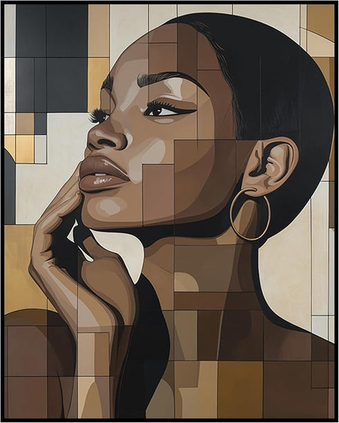 Posterizer 1 pcs-minimalist mosaic style art-African woman-Afro-American Art Collection-Abstract & Modern Art-Chic Home Decor- unframed wall art...