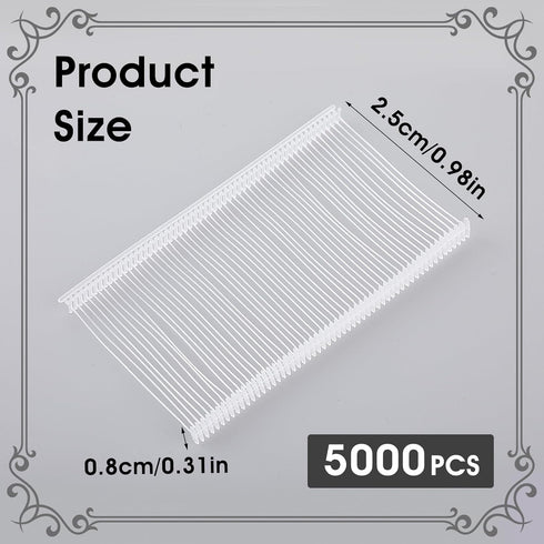 5000 Pcs 1 inch Tagging Gun Fasteners, Standard Tag Gun Refills, Plastic Micro Stitch Refillc, Clothing Tag Barbs Attachments, Garment Tag Gun Ref...