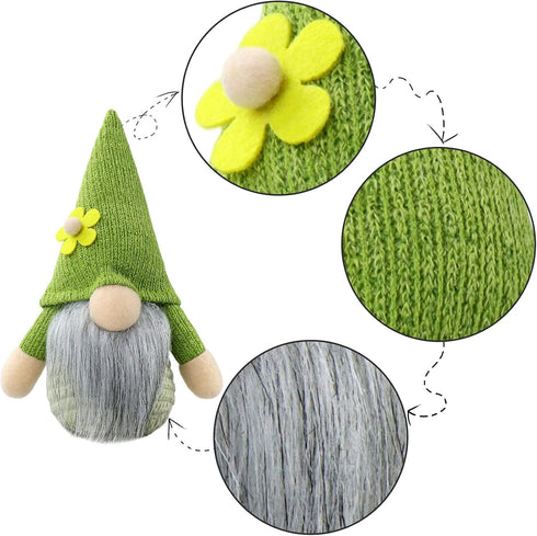 Gehydy Set of 2 Spring Gnomes Plush Easter Sunflower Gnome Decoration Gift Handmade Green Scandinavian Tomte Stuffed Farmhouse Decor for Home Kitc...