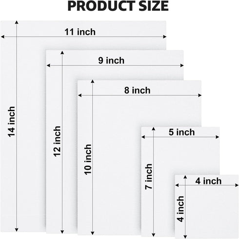 MaxGear Canvas Boards for Painting, 10 Pack Art Paint Canvas Panels Set Boards - 4x4, 5x7, 8x10, 9x12, 11x14 Inches 100% Cotton Primed Painting Su...