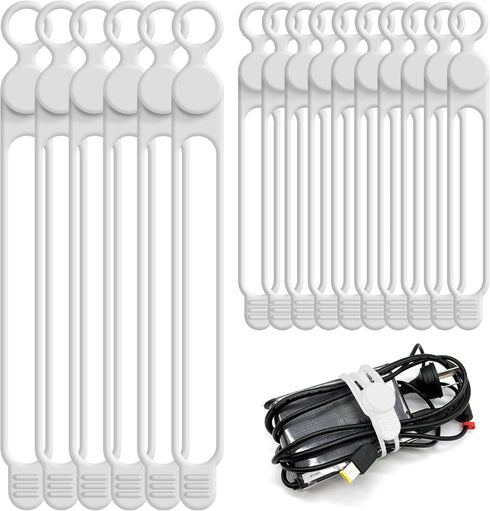 Nearockle Silicone Cable Ties Cord Organizer for Cable Management, 16PCS 4.5" and 7.1" Reusable Cable Organizer Electronic Accessories for Home, O...